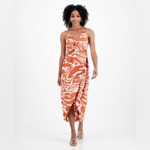 Bar 3 Hammered Satin Twist Front MIDI Dress XS